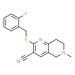 ChemSpider 2D Image | 2-[(2-Fluorobenzyl)sulfanyl]-6-methyl-5,6,7,8-tetrahydro-1,6-naphthyridine-3-carbonitrile | C17H16FN3S