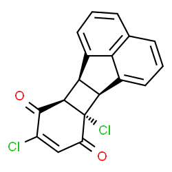 ChemSpider 2D Image | (6bS,6cS,10aR,10bS)-6c,9-Dichloro-6b,6c,10a,10b-tetrahydrobenzo[3,4]cyclobuta[1,2-a]acenaphthylene-7,10-dione | C18H10Cl2O2