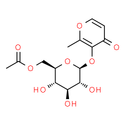 ChemSpider 2D Image | 2-Methyl-4-oxo-4H-pyran-3-yl 6-O-acetyl-beta-D-glucopyranoside | C14H18O9