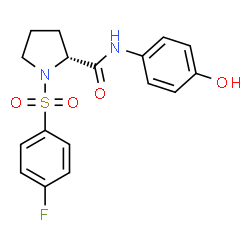 ChemSpider 2D Image | 1-[(4-Fluorophenyl)sulfonyl]-N-(4-hydroxyphenyl)-D-prolinamide | C17H17FN2O4S