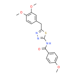 ChemSpider 2D Image | N-[5-(3,4-Dimethoxybenzyl)-1,3,4-thiadiazol-2-yl]-4-methoxybenzamide | C19H19N3O4S