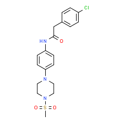 ChemSpider 2D Image | 2-(4-Chlorophenyl)-N-{4-[4-(methylsulfonyl)-1-piperazinyl]phenyl}acetamide | C19H22ClN3O3S