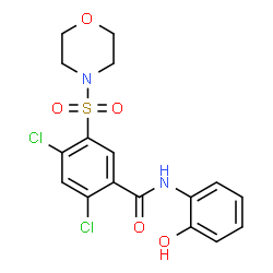 ChemSpider 2D Image | 2,4-Dichloro-N-(2-hydroxyphenyl)-5-(4-morpholinylsulfonyl)benzamide | C17H16Cl2N2O5S