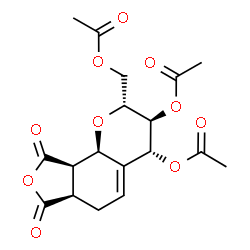 ChemSpider 2D Image | (2R,3S,4R,6aR,9aR,9bR)-2-(Acetoxymethyl)-7,9-dioxo-3,4,6,6a,7,9,9a,9b-octahydro-2H-furo[3,4-h]chromene-3,4-diyl diacetate | C18H20O10