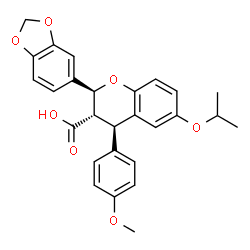 ChemSpider 2D Image | (2S,3S,4R)-2-(1,3-Benzodioxol-5-yl)-6-isopropoxy-4-(4-methoxyphenyl)-3-chromanecarboxylic acid | C27H26O7