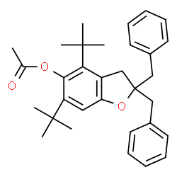 ChemSpider 2D Image | 2,2-Dibenzyl-4,6-bis(2-methyl-2-propanyl)-2,3-dihydro-1-benzofuran-5-yl acetate | C32H38O3
