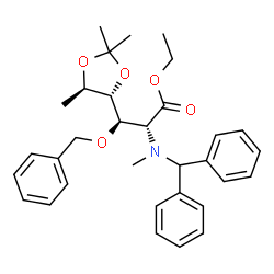 ChemSpider 2D Image | Ethyl (2R,3R)-3-(benzyloxy)-2-[(diphenylmethyl)(methyl)amino]-3-[(4S,5R)-2,2,5-trimethyl-1,3-dioxolan-4-yl]propanoate | C32H39NO5