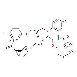 ChemSpider 2D Image | 6,18-Dimethyl-12-methylene-10,14,28,31,34,37-hexaoxa-3,21-diazapentacyclo[36.3.1.1~23,27~.0~4,9~.0~15,20~]tritetraconta-1(42),4,6,8,15,17,19,23(43),24,26,38,40-dodecaene-2,22-dione | C38H40N2O8