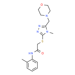 ChemSpider 2D Image | 2-{[4-Methyl-5-(4-morpholinylmethyl)-4H-1,2,4-triazol-3-yl]sulfanyl}-N-(2-methylphenyl)acetamide | C17H23N5O2S