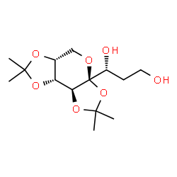ChemSpider 2D Image | (1R)-1-[(3aS,5aR,8aR,8bS)-2,2,7,7-Tetramethyltetrahydro-3aH-bis[1,3]dioxolo[4,5-b:4',5'-d]pyran-3a-yl]-1,3-propanediol | C14H24O7