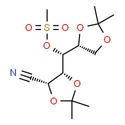 ChemSpider 2D Image | (R)-[(4R,5R)-5-Cyano-2,2-dimethyl-1,3-dioxolan-4-yl][(4R)-2,2-dimethyl-1,3-dioxolan-4-yl]methyl methanesulfonate | C13H21NO7S