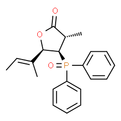 ChemSpider 2D Image | (3S,4R,5R)-5-[(2E)-2-Buten-2-yl]-4-(diphenylphosphoryl)-3-methyldihydro-2(3H)-furanone | C21H23O3P