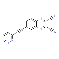 ChemSpider 2D Image | 6-(3-Pyridazinylethynyl)-2,3-quinoxalinedicarbonitrile | C16H6N6