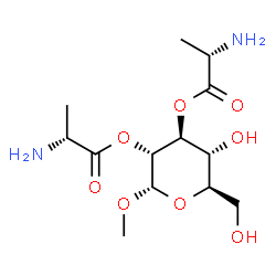ChemSpider 2D Image | (2S,3R,4S,5R,6R)-5-Hydroxy-6-(hydroxymethyl)-2-methoxytetrahydro-2H-pyran-3,4-diyl (2R,2'S)bis(2-aminopropanoate) | C13H24N2O8