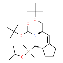 ChemSpider 2D Image | 2-Methyl-2-propanyl {(1Z,2R)-1-[(2S)-2-{[isopropoxy(dimethyl)silyl]methyl}cyclopentylidene]-3-[(2-methyl-2-propanyl)oxy]-2-propanyl}carbamate | C23H45NO4Si