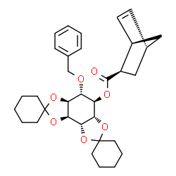 ChemSpider 2D Image | (3a'R,4'R,5'S,5a'S,8a'S,8b'R)-5'-(Benzyloxy)hexahydrodispiro[cyclohexane-1,2'-[1,3]dioxolo[4,5-e][1,3]benzodioxole-7',1''-cyclohexan]-4'-yl (1R,2R,4R)-bicyclo[2.2.1]hept-5-ene-2-carboxylate | C33H42O7