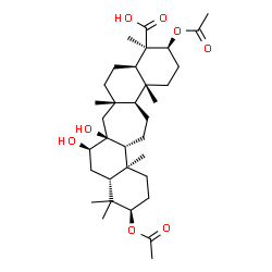 ChemSpider 2D Image | (3S,4R,4aR,6aS,7aS,8R,9aR,11R,13aS,13bR,15aS,15bR)-3,11-Diacetoxy-7a,8-dihydroxy-4,6a,10,10,13a,15b-hexamethyldocosahydro-1H-naphtho[2',1':4,5]cyclohepta[1,2-a]naphthalene-4-carboxylic acid | C34H54O8