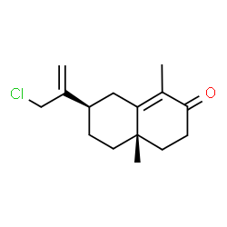 ChemSpider 2D Image | (4aS,7R)-7-(3-Chloro-1-propen-2-yl)-1,4a-dimethyl-4,4a,5,6,7,8-hexahydro-2(3H)-naphthalenone | C15H21ClO