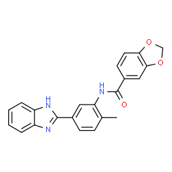 ChemSpider 2D Image | N-[5-(1H-Benzimidazol-2-yl)-2-methylphenyl]-1,3-benzodioxole-5-carboxamide | C22H17N3O3