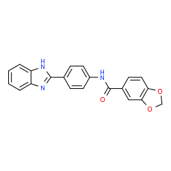 ChemSpider 2D Image | N-[4-(1H-Benzimidazol-2-yl)phenyl]-1,3-benzodioxole-5-carboxamide | C21H15N3O3