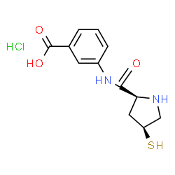 ChemSpider 2D Image | 3-{[(4S)-4-Sulfanyl-L-prolyl]amino}benzoic acid hydrochloride | C12H15ClN2O3S