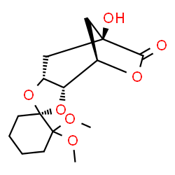 ChemSpider 2D Image | (1S,1'R,2'R,6'R,8'S)-8'-Hydroxy-2,2-dimethoxy-3',5',10'-trioxaspiro[cyclohexane-1,4'-tricyclo[6.2.1.0~2,6~]undecan]-9'-one | C15H22O7