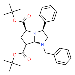 ChemSpider 2D Image | Bis(2-methyl-2-propanyl) (3S,5S,7R,7aS)-1-benzyl-3-phenylhexahydro-1H-pyrrolo[1,2-a]imidazole-5,7-dicarboxylate | C29H38N2O4