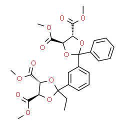 ChemSpider 2D Image | Dimethyl (4R,5R)-2-{3-[(4R,5R)-4,5-bis(methoxycarbonyl)-2-phenyl-1,3-dioxolan-2-yl]phenyl}-2-ethyl-1,3-dioxolane-4,5-dicarboxylate | C28H30O12