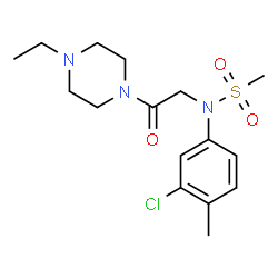 ChemSpider 2D Image | N-(3-Chloro-4-methylphenyl)-N-[2-(4-ethyl-1-piperazinyl)-2-oxoethyl]methanesulfonamide | C16H24ClN3O3S