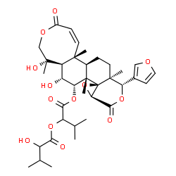 ChemSpider 2D Image | 1-{[(1S,5Z,6aR,6bR,8aS,9S,11aS,12aR,12bS,13S,14R,14aS)-9-(3-Furyl)-1,14-dihydroxy-1,6a,8a,12b-tetramethyl-4,11-dioxo-1,4,6a,6b,7,8,8a,9,11,11a,12b,13,14,14a-tetradecahydro-2H-oxireno[4,4a]isochromeno[
6,5-h][3]benzoxocin-13-yl]oxy}-3-methyl-1-oxo-2-butanyl 2-hydroxy-3-methylbutanoate | C36H48O13