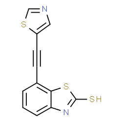 ChemSpider 2D Image | 7-(1,3-Thiazol-5-ylethynyl)-1,3-benzothiazole-2-thiol | C12H6N2S3