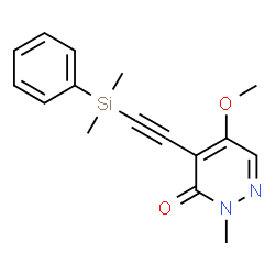 ChemSpider 2D Image | 4-{[Dimethyl(phenyl)silyl]ethynyl}-5-methoxy-2-methyl-3(2H)-pyridazinone | C16H18N2O2Si