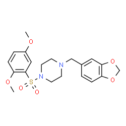 ChemSpider 2D Image | 1-(1,3-Benzodioxol-5-ylmethyl)-4-[(2,5-dimethoxyphenyl)sulfonyl]piperazine | C20H24N2O6S