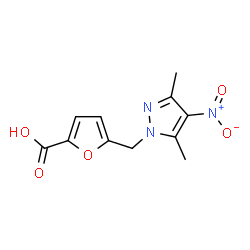 ChemSpider 2D Image | 5-[(3,5-Dimethyl-4-nitro-1H-pyrazol-1-yl)methyl]-2-furoic acid | C11H11N3O5