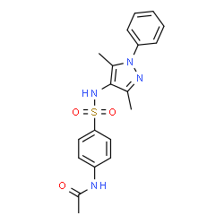 ChemSpider 2D Image | N-{4-[(3,5-Dimethyl-1-phenyl-1H-pyrazol-4-yl)sulfamoyl]phenyl}acetamide | C19H20N4O3S