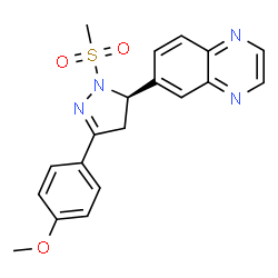 ChemSpider 2D Image | 6-[(5R)-3-(4-Methoxyphenyl)-1-(methylsulfonyl)-4,5-dihydro-1H-pyrazol-5-yl]quinoxaline | C19H18N4O3S
