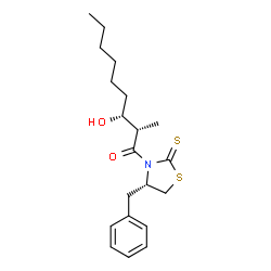 ChemSpider 2D Image | (2S,3R)-1-[(4S)-4-Benzyl-2-thioxo-1,3-thiazolidin-3-yl]-3-hydroxy-2-methyl-1-nonanone | C20H29NO2S2