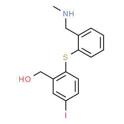 ChemSpider 2D Image | 5-iodo-2-((2-((methylamino)methyl)phenyl)thio)benzyl alcohol | C15H16INOS