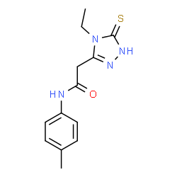 ChemSpider 2D Image | 2-(4-Ethyl-5-thioxo-4,5-dihydro-1H-1,2,4-triazol-3-yl)-N-(4-methylphenyl)acetamide | C13H16N4OS