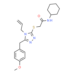 ChemSpider 2D Image | 2-{[4-Allyl-5-(4-methoxybenzyl)-4H-1,2,4-triazol-3-yl]sulfanyl}-N-cyclohexylacetamide | C21H28N4O2S
