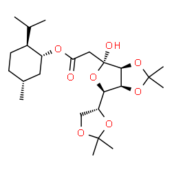 ChemSpider 2D Image | (1R,2S,5R)-2-Isopropyl-5-methylcyclohexyl (6R)-2-deoxy-6-[(4R)-2,2-dimethyl-1,3-dioxolan-4-yl]-4,5-O-isopropylidene-beta-L-erythro-hex-3-ulofuranosonate | C24H40O8