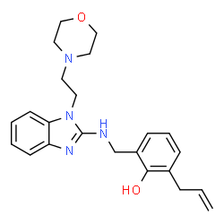 ChemSpider 2D Image | 2-allyl-6-((1-(2-morpholinoethyl)-1H-benzo[d]imidazol-2-ylamino)methyl)phenol | C23H28N4O2
