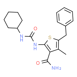 ChemSpider 2D Image | 5-Benzyl-2-[(cyclohexylcarbamoyl)amino]-4-methyl-3-thiophenecarboxamide | C20H25N3O2S
