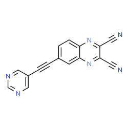 ChemSpider 2D Image | 6-(5-Pyrimidinylethynyl)-2,3-quinoxalinedicarbonitrile | C16H6N6