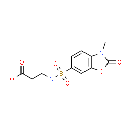ChemSpider 2D Image | N-[(3-Methyl-2-oxo-2,3-dihydro-1,3-benzoxazol-6-yl)sulfonyl]-beta-alanine | C11H12N2O6S