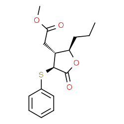 ChemSpider 2D Image | Methyl [(2R,3R,4S)-5-oxo-4-(phenylsulfanyl)-2-propyltetrahydro-3-furanyl]acetate | C16H20O4S