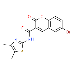 ChemSpider 2D Image | 6-Bromo-N-(4,5-dimethyl-1,3-thiazol-2-yl)-2-oxo-2H-chromene-3-carboxamide | C15H11BrN2O3S