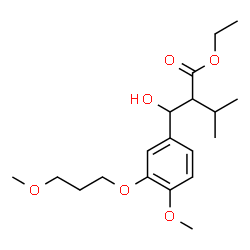 ChemSpider 2D Image | Ethyl 2-{hydroxy[4-methoxy-3-(3-methoxypropoxy)phenyl]methyl}-3-methylbutanoate | C19H30O6