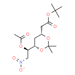 ChemSpider 2D Image | (1R)-4-O-Acetyl-2,5-dideoxy-1,3-O-isopropylidene-1-C-{2-[(2-methyl-2-propanyl)oxy]-2-oxoethyl}-5-nitro-D-erythro-pentitol | C16H27NO8