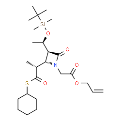 ChemSpider 2D Image | Allyl {(2S,3S)-2-[(2R)-1-(cyclohexylsulfanyl)-1-oxo-2-propanyl]-3-[(1R)-1-{[dimethyl(2-methyl-2-propanyl)silyl]oxy}ethyl]-4-oxo-1-azetidinyl}acetate | C25H43NO5SSi